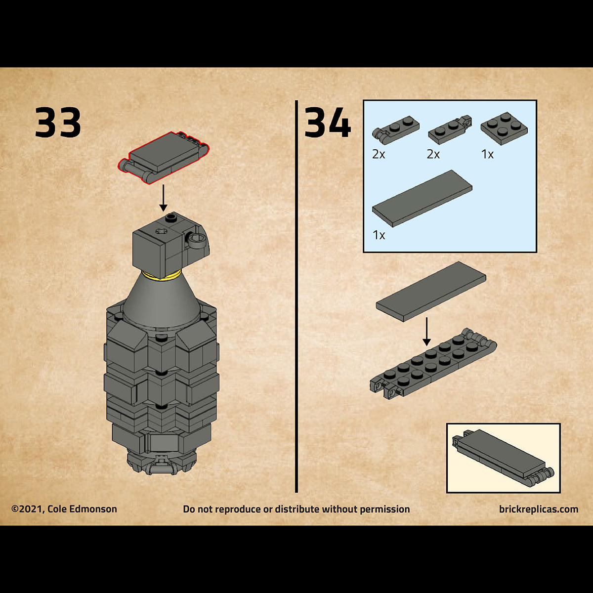Mk II Frag Grenade, a LEGO Brick Replica | Building Instructions by Cole Edmonson