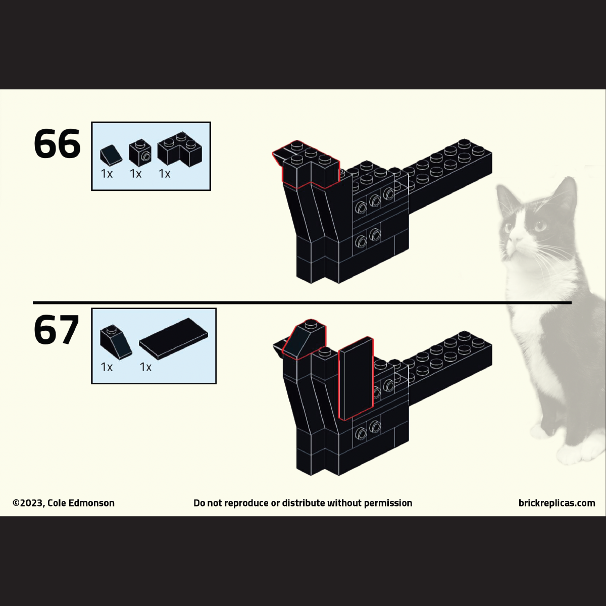 My Cat Cooper, a LEGO Brick Replica | Tuxedo Cat Pet Building Instructions by Cole Edmonson
